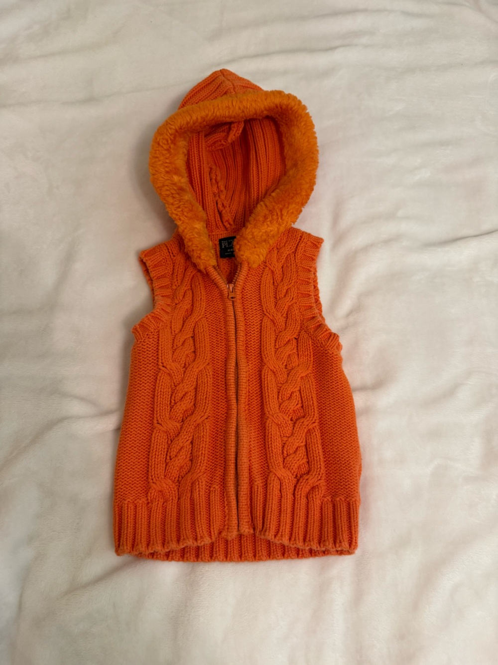 The Children's Place Orange Cable Knit Hooded Vest